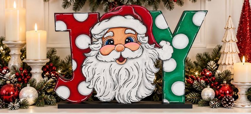 Christmas Santa JOY Shelf Sitter
