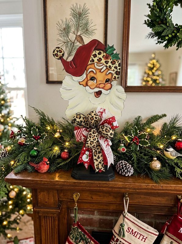 Christmas Vintage Santa Face Table Topper