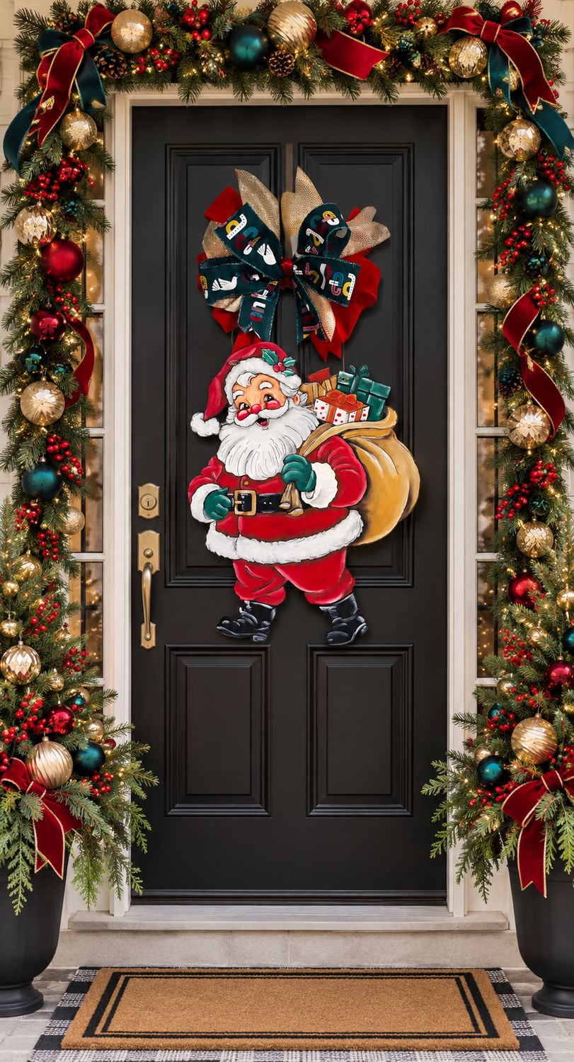 Christmas Vintage Santa Full Body Door Hanger