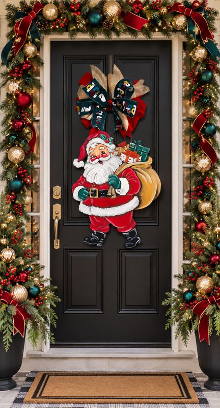 Christmas Vintage Santa Full Body Door Hanger