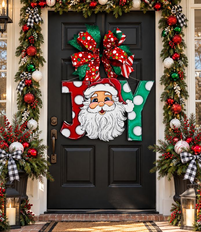 Christmas Santa JOY Door Hanger