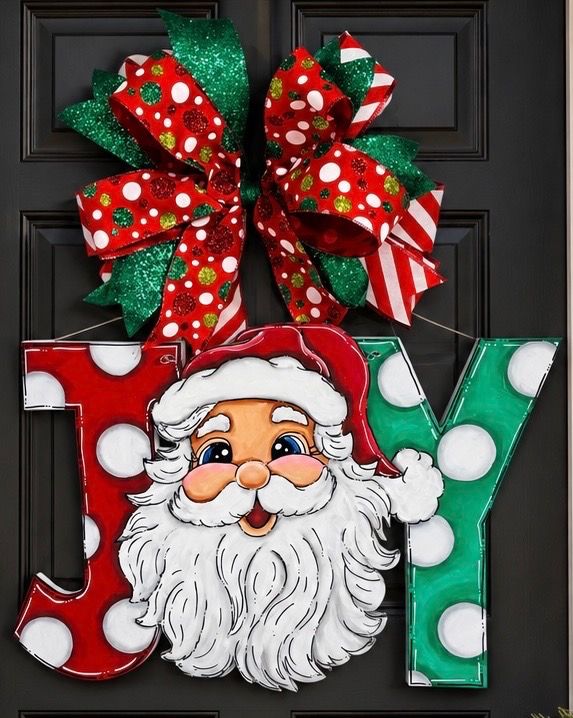 Christmas Santa JOY Door Hanger