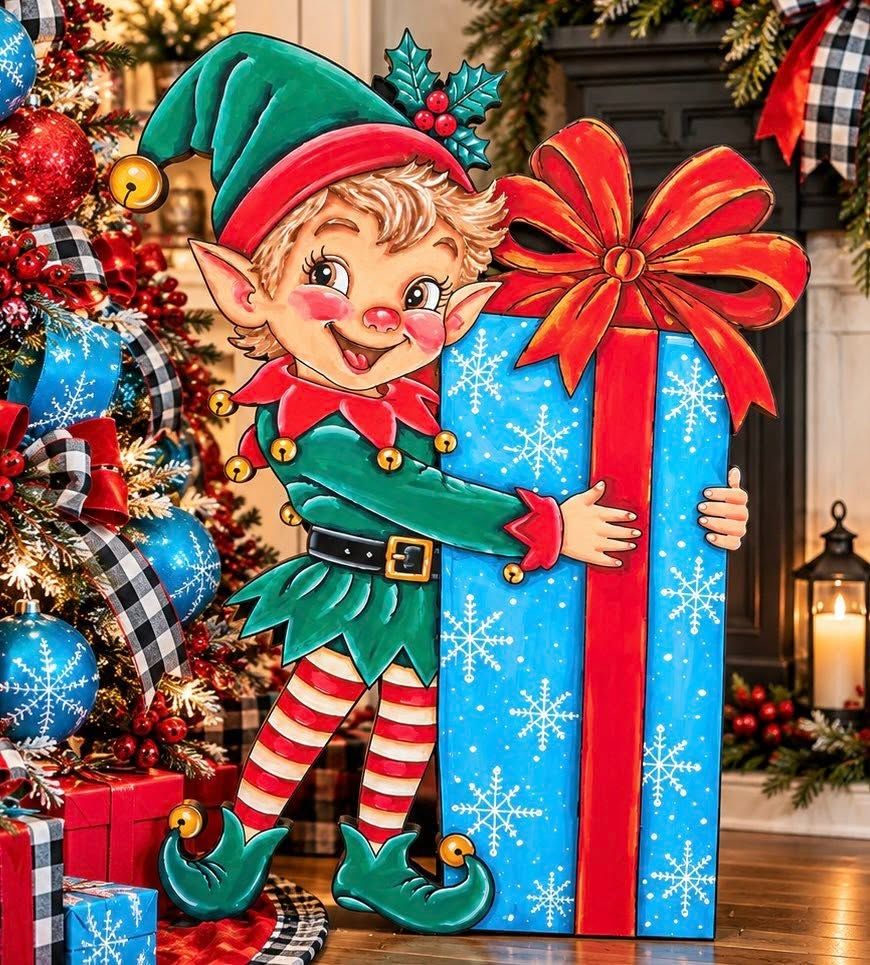 Christmas Vintage Elf Door Hanger/Stand