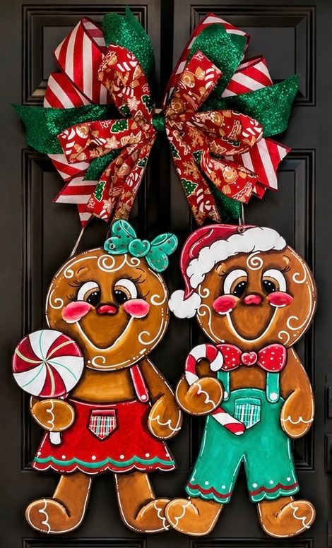 Christmas Gingerbread Couple (Together) Door Hanger