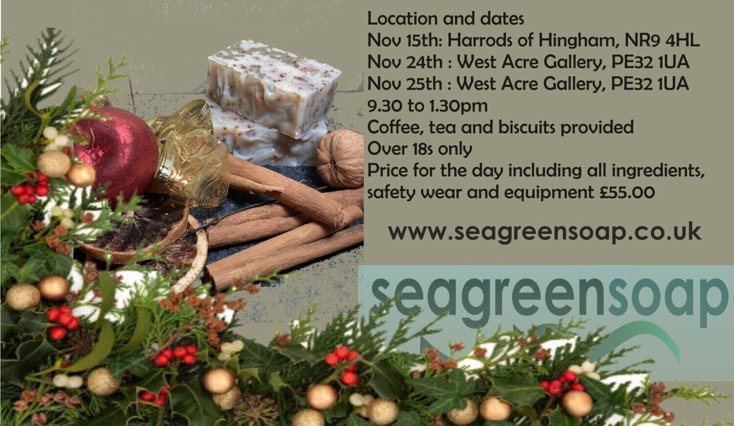 Christmas Soap Making West Acre Wednesday 24th November 2021
