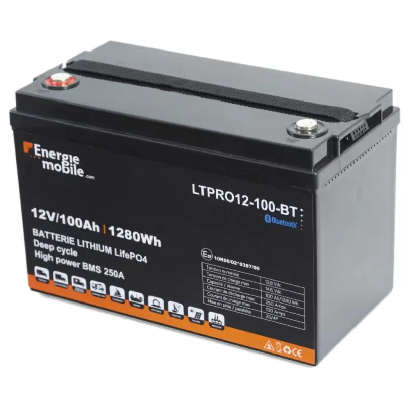 Batterie Lithium 12V -100Ah / 1280Wh - LTPRO BLUETOOTH-ENERGIE MOBILE