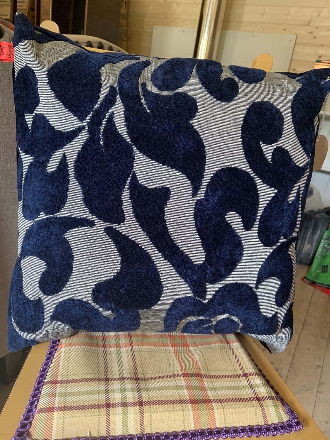 Navy Flock Cushion