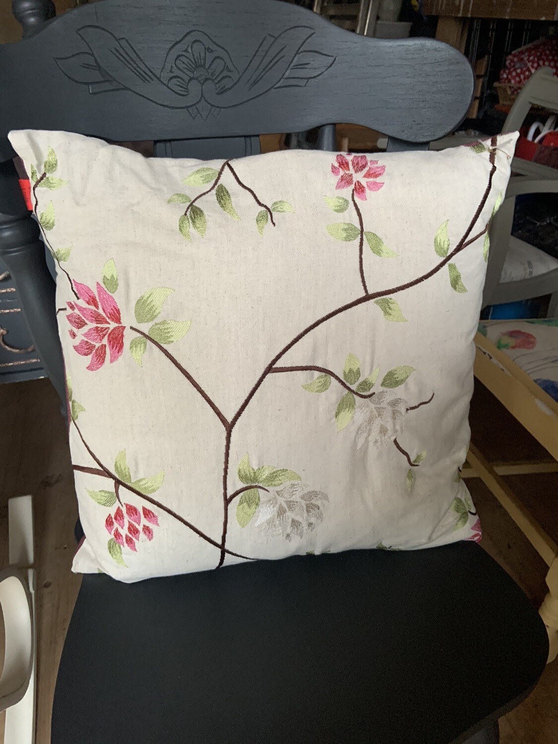 Floral Embroidered Cushion