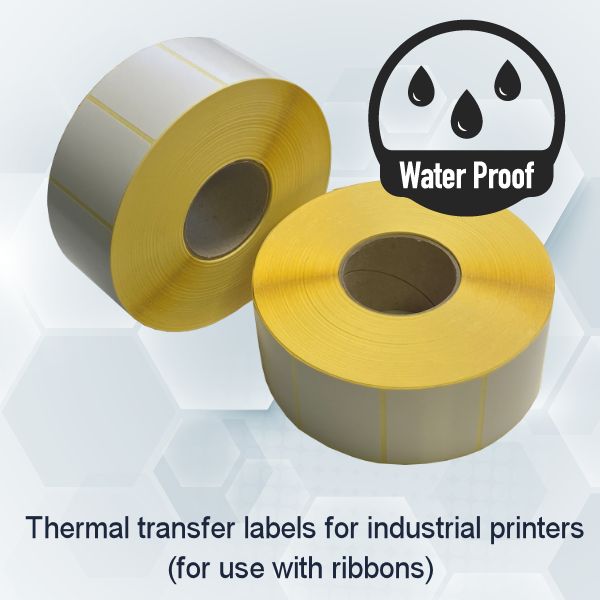 Labels 101 x 50mm gloss white PE, permanent, for industrial printers (Qty 9,000 labels) Labels 101 x 50mm gloss white PE, permanent, for industrial printers (Qty 9,000 labels)