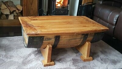1/2 WHISKY BARREL TABLE