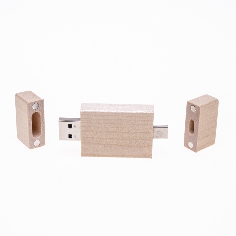 USB-C Light Wood dual end flash drive