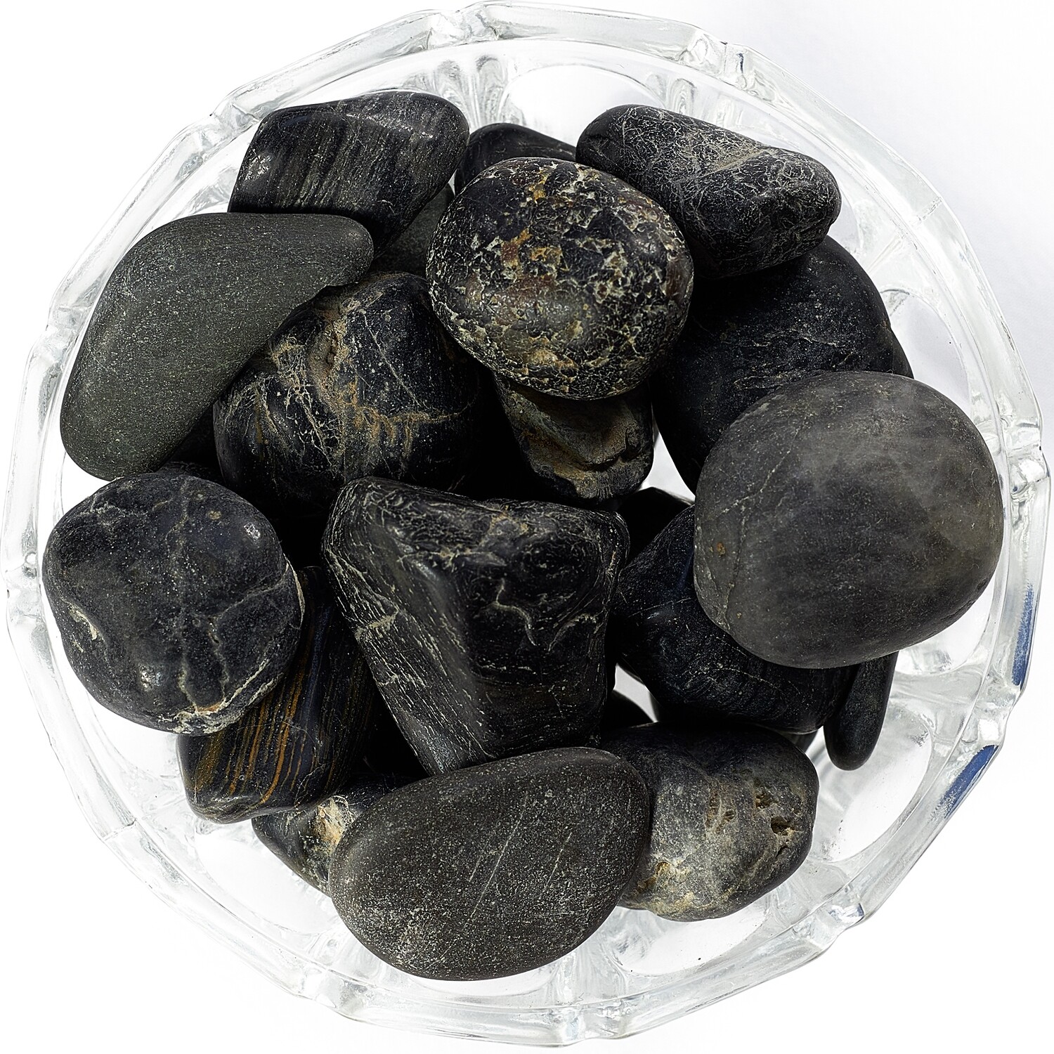 Камни черные, декоративные, для аквариума (в мешке 10кг)