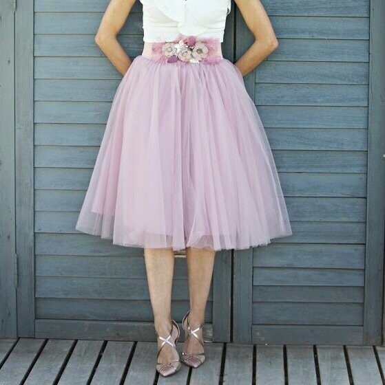 Falda 7 capas malva