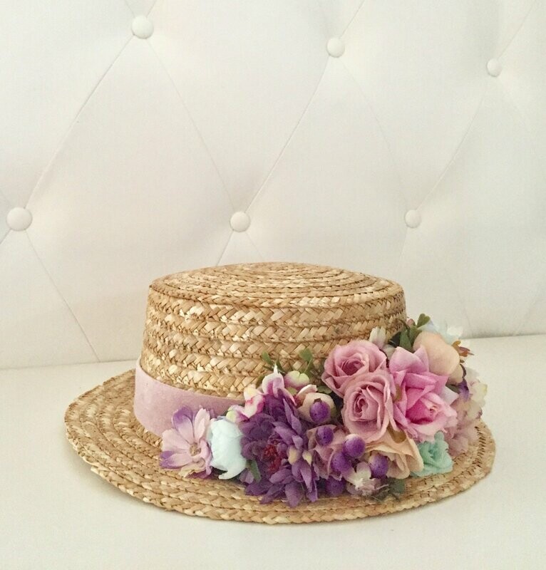 Canotier malva, rosa y mint