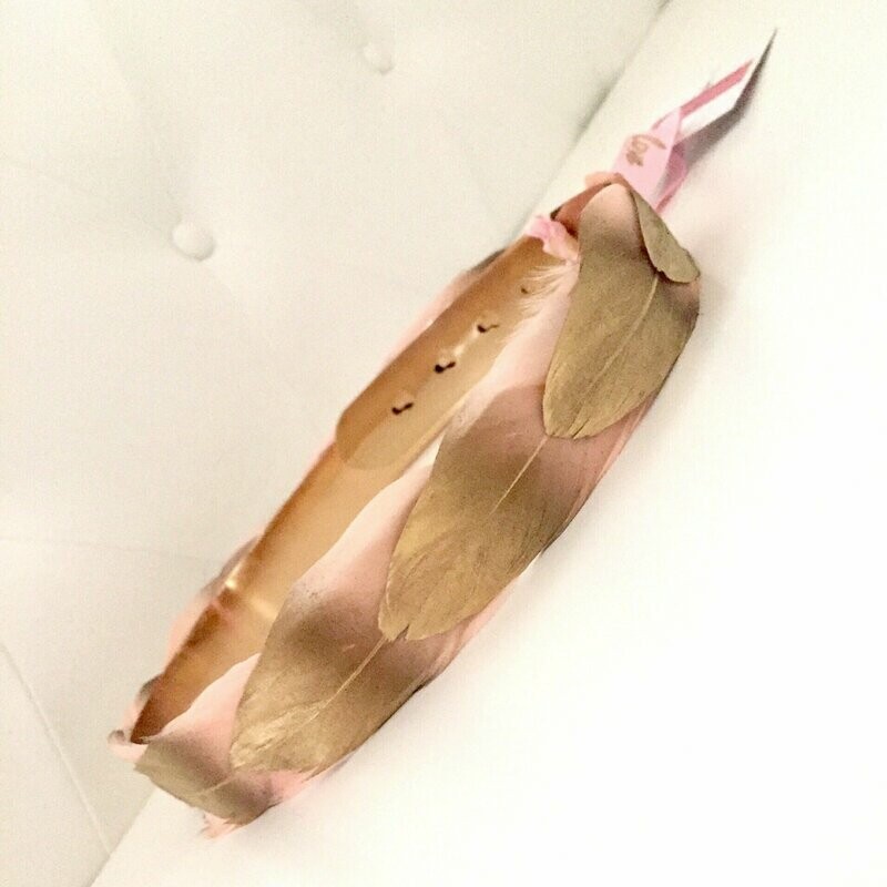 Cinturón plumas oro y rosa nude