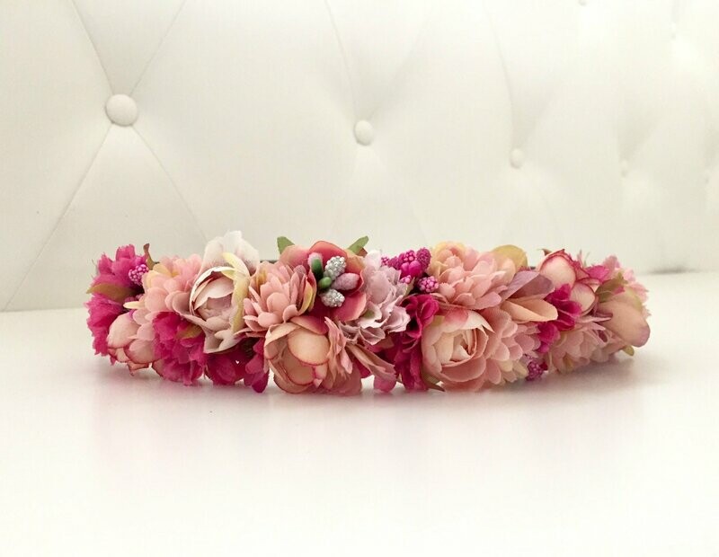 Cinturón plata, nude y fucsia