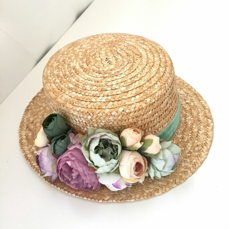 Canotier verde flores silvestres