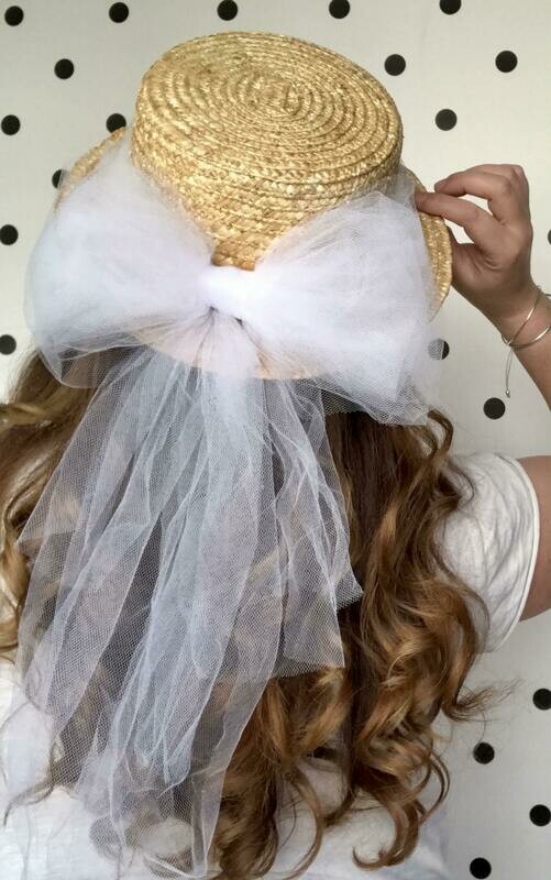 Canotier lazo tul blanco