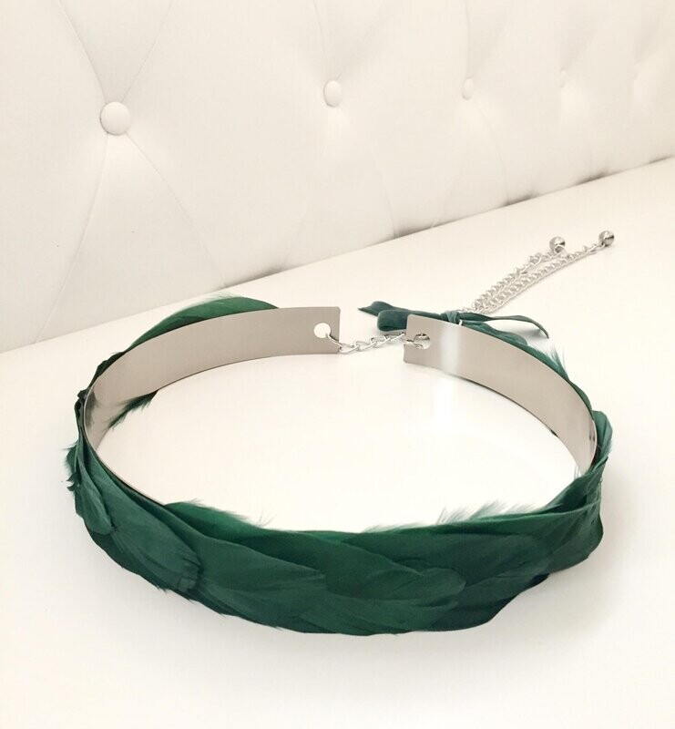 Cinturón plumas verdes