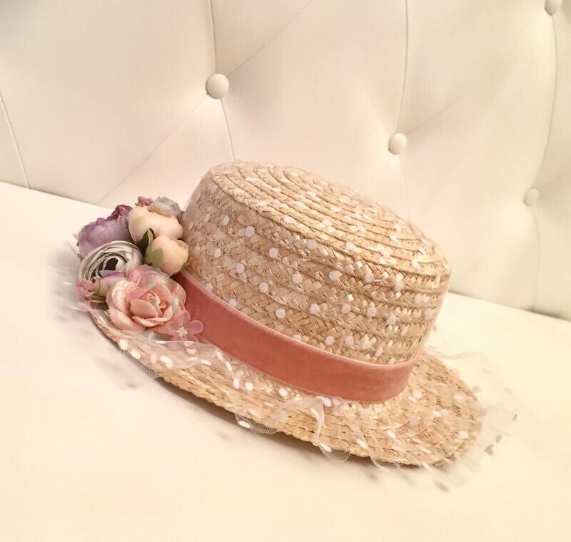 Canotier vuelo blanco terciopelo