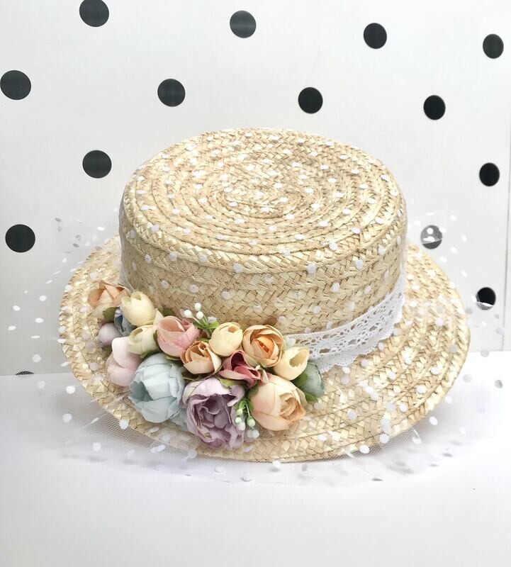 Canotier vuelo blanco crochet