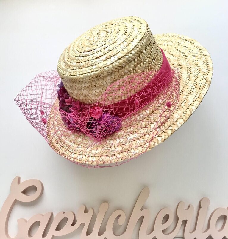 Canotier ala ancha fucsia