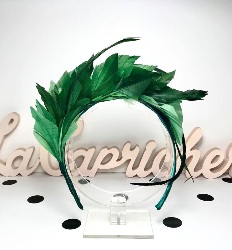 Headband green feathers