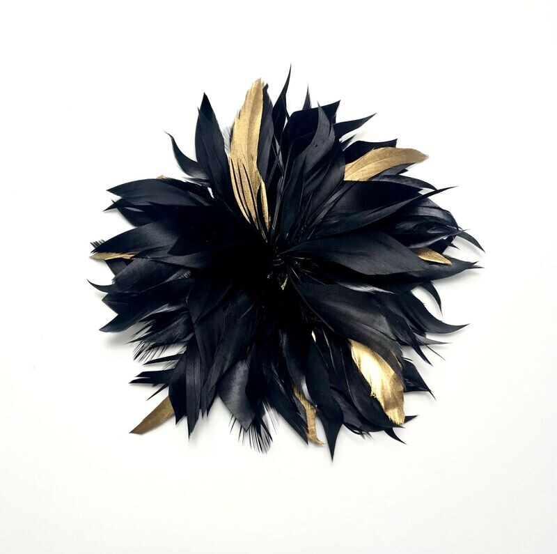 Feathers black and gold flower