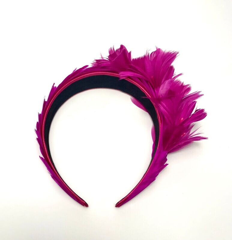 Headband  fuchsia feathers
