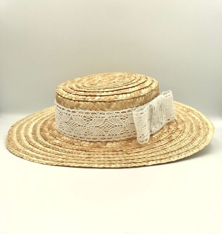 Canotier hat white crochet