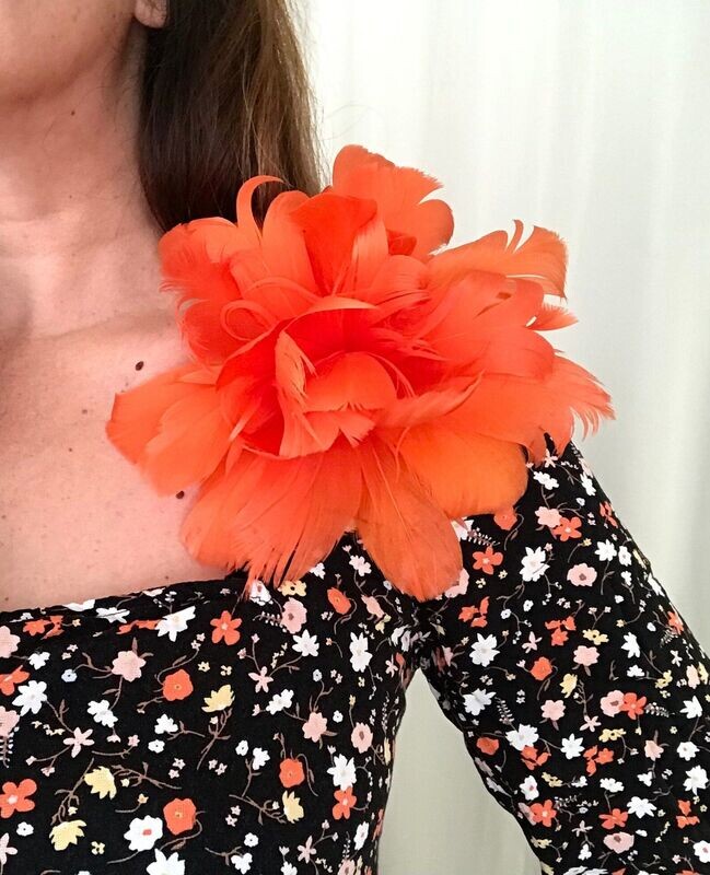 Flor plumas hibiscus naranja