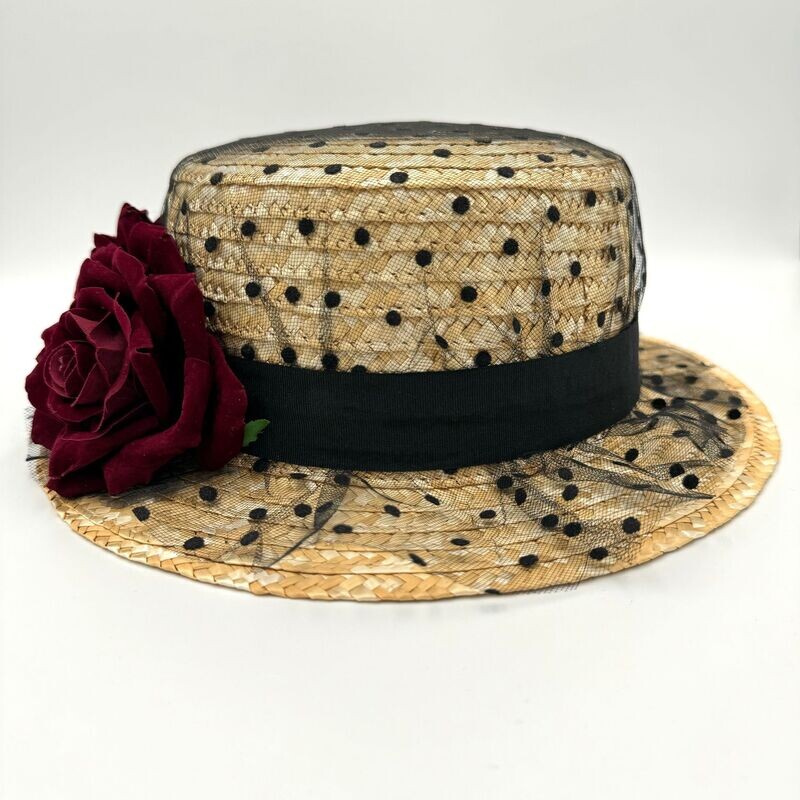 Canotier plumeti vuelo rosas velvet