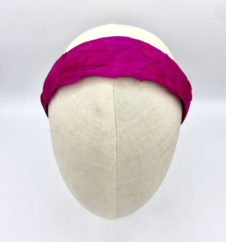 Headband  fuchsia feathers
