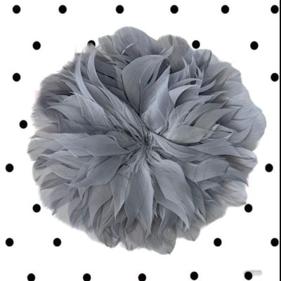 Feathers blue flower brooch, Color: Grey / Gris