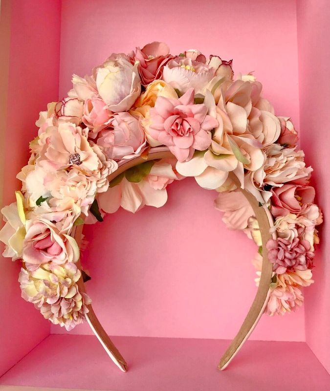 Maxi diadema flores rosa