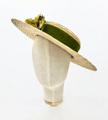 Canotier "plato" verde oliva ala ancha