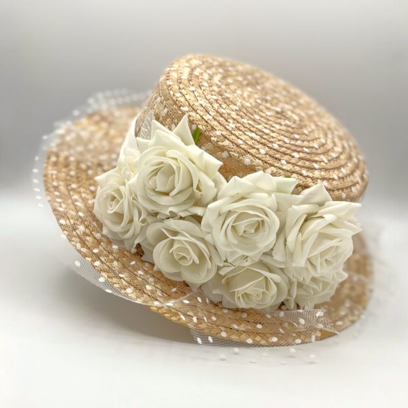 Canotier  vuelo tul blanco