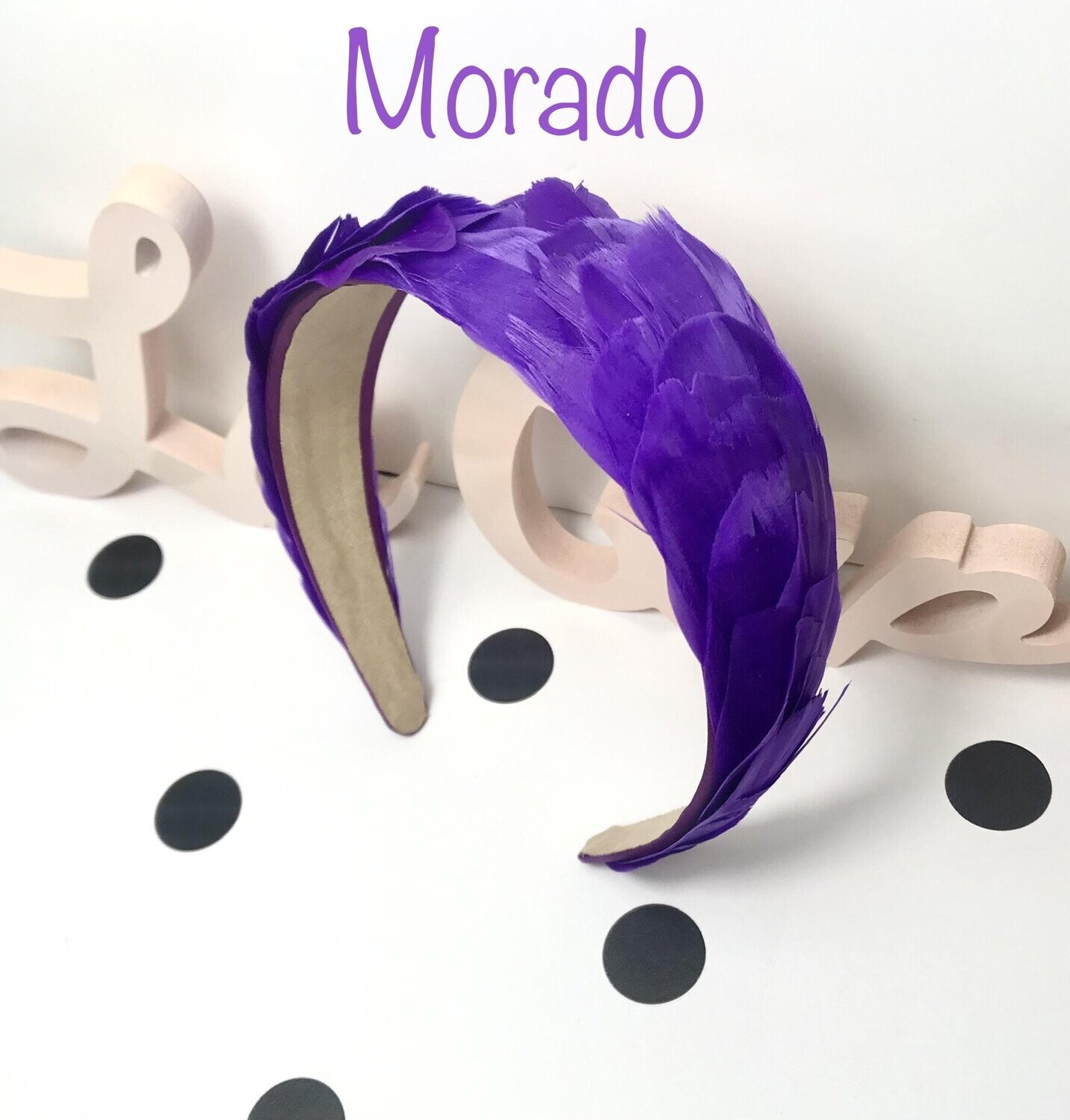 Diadema plumas ciruela, Color: Morado