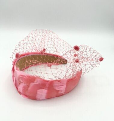 Tocado plumas coral y rosa Tocado plumas coral y rosa