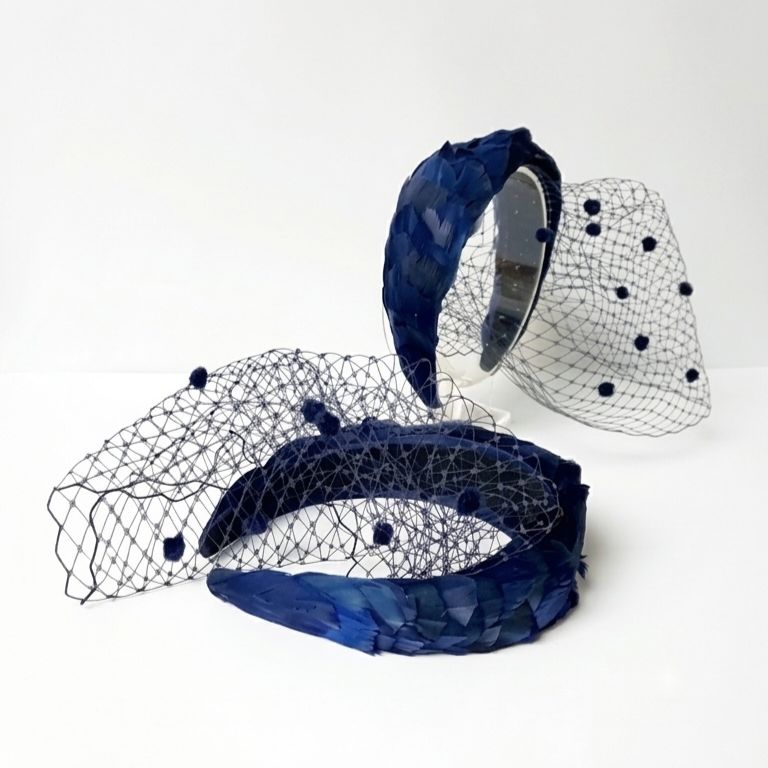 Diadema plumas navy