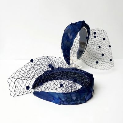 Diadema plumas navy