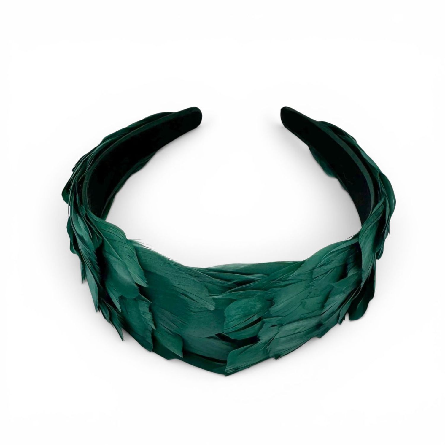 Diadema plumas verde Diadema plumas verde, Velo: Sin velo