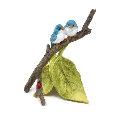 16043 Twin Bluebirds on Branch