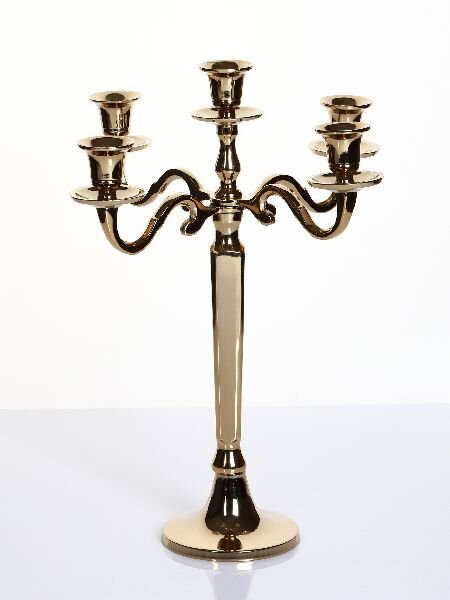 Kerzenleuchter 5 arm, 40cm Aluminium, gold Höhe 40 cm