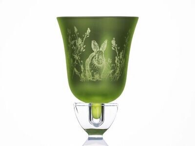 Glasaufsatz Hase grün, Glas HxBxT 12.6 x 10.8 x 10.8 cm
