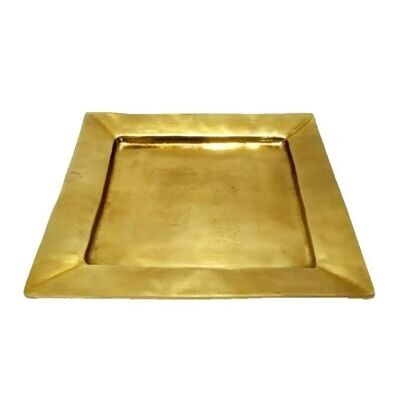 Tablett 50x50 Aluguss gold HxBxT 2 x 50 x 50 cm
