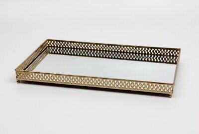 Tablett Spiegel Messing Goldlegierung HxBxT 3.7 x 38.5 x 23.5 cm