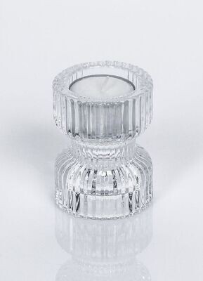 Kerzenleuchter zum wenden, Glas für Stabkerze, Teelicht, Stumpen Kerze Ø 5 cm HxBxT 6.5 x 6.4 x 6.4 cm