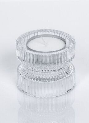 Kerzenleuchter zum wenden, Glas für Maxiteelicht und Stumpenkerze Ø 8 cm HxBxT 7.3 x 8.9 x 8.9 cm