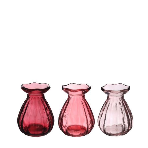 Vase Fleur klar farbig Ø7 h.9 cm pink 3fach sortiert HxBxT 9 x 7 x 7 cm